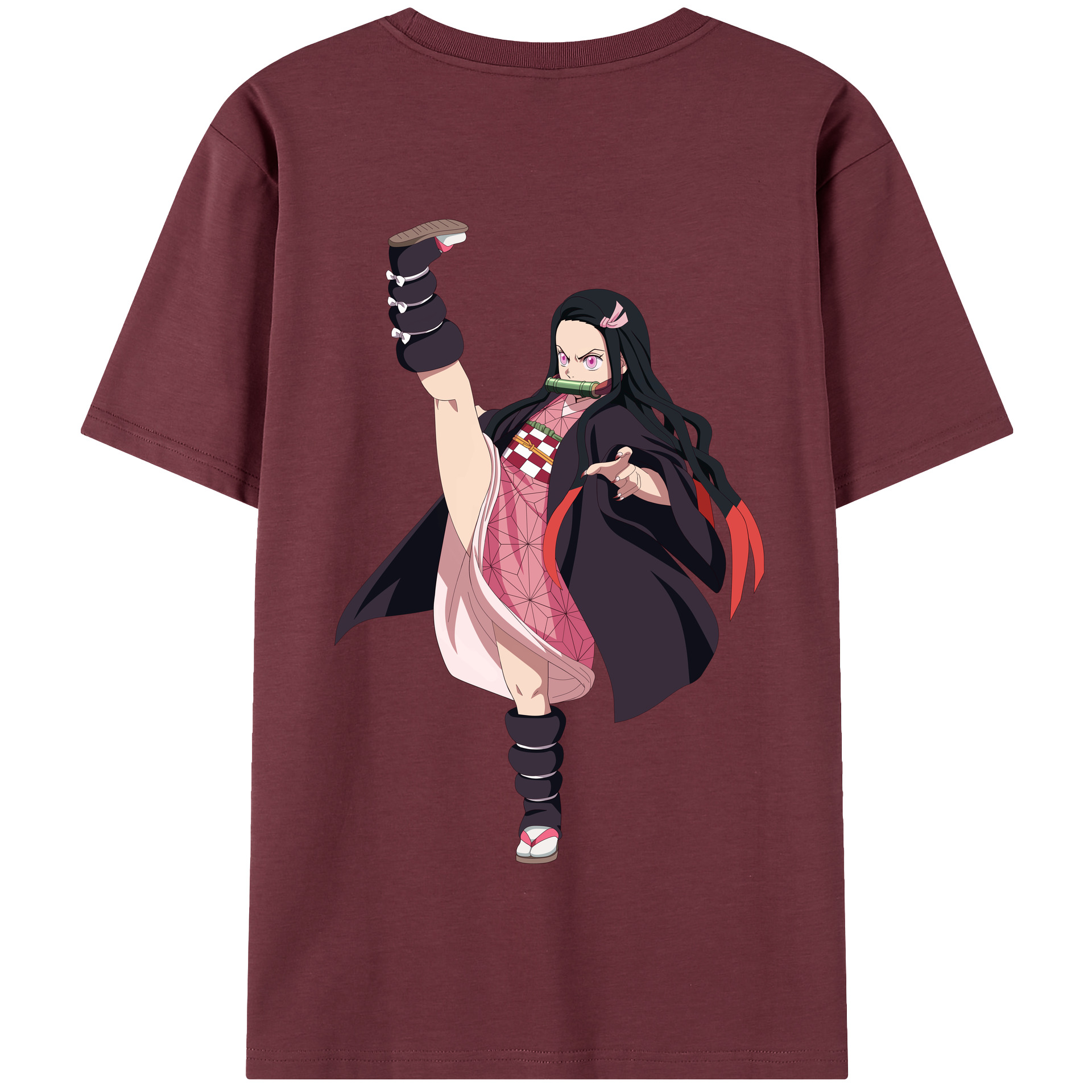 （画像用） 鬼滅の刃（きめつのやいば）竈門 禰󠄀豆子／かまど ねずこ Kamado Nezuko 綿100％半袖Tシャツ（背面プリント）